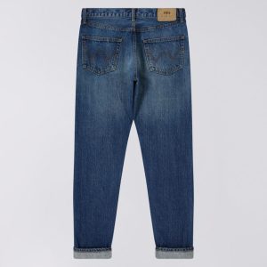 Edwin Slim Tapered Jeans L32 Blue Dark Used Made in Japan - Imagen 4