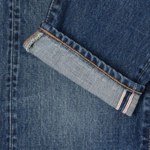 Edwin Slim Tapered Jeans L32 Blue Dark Used Made in Japan - Imagen 5