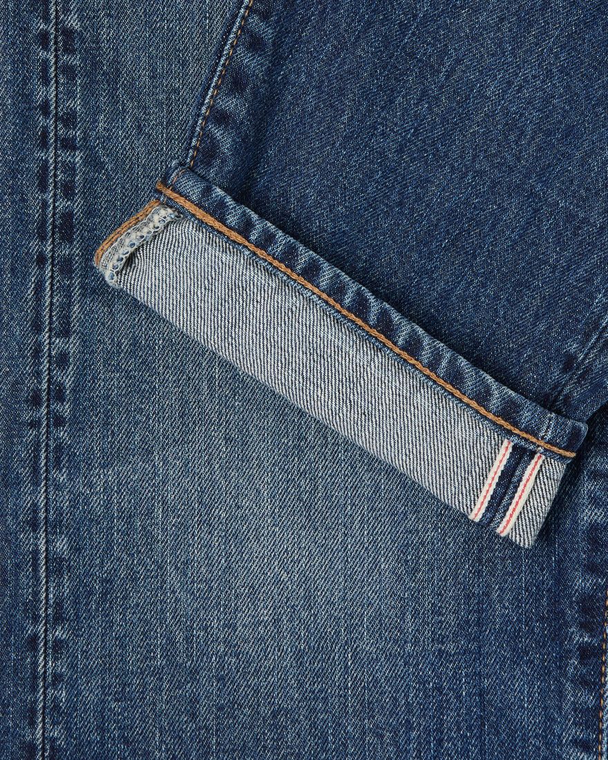 Edwin Slim Tapered Jeans L32 Blue Dark Used Made in Japan - Imagen 5