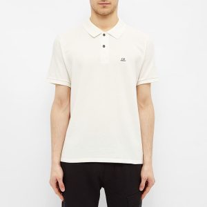 C.P. Company Stretch Pique Slim Fit Logo Polo Gauze White - Imagen 2