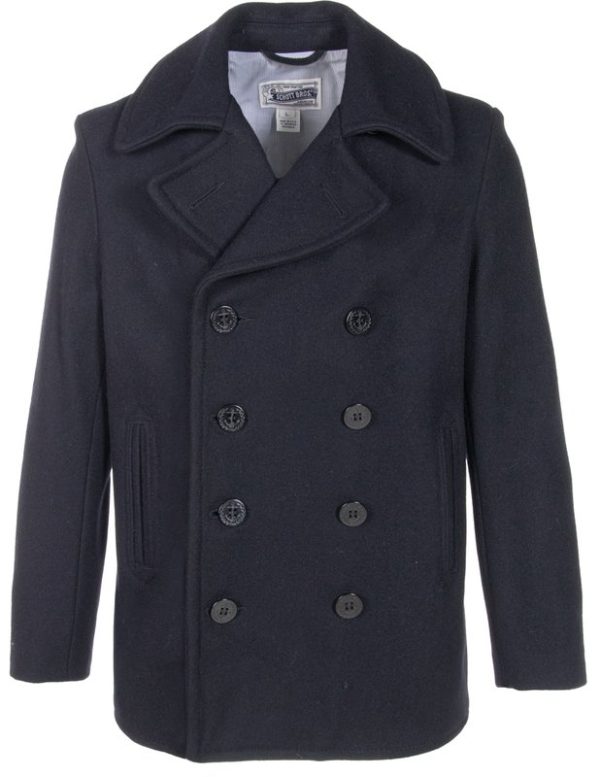 Schott NYC Slim Fit Peacoat Made In USA Navy