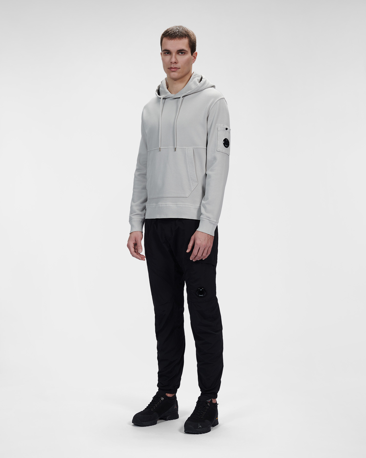 C.P. Company Cotton Fleece Hoodie Flint Grey - Imagen 2