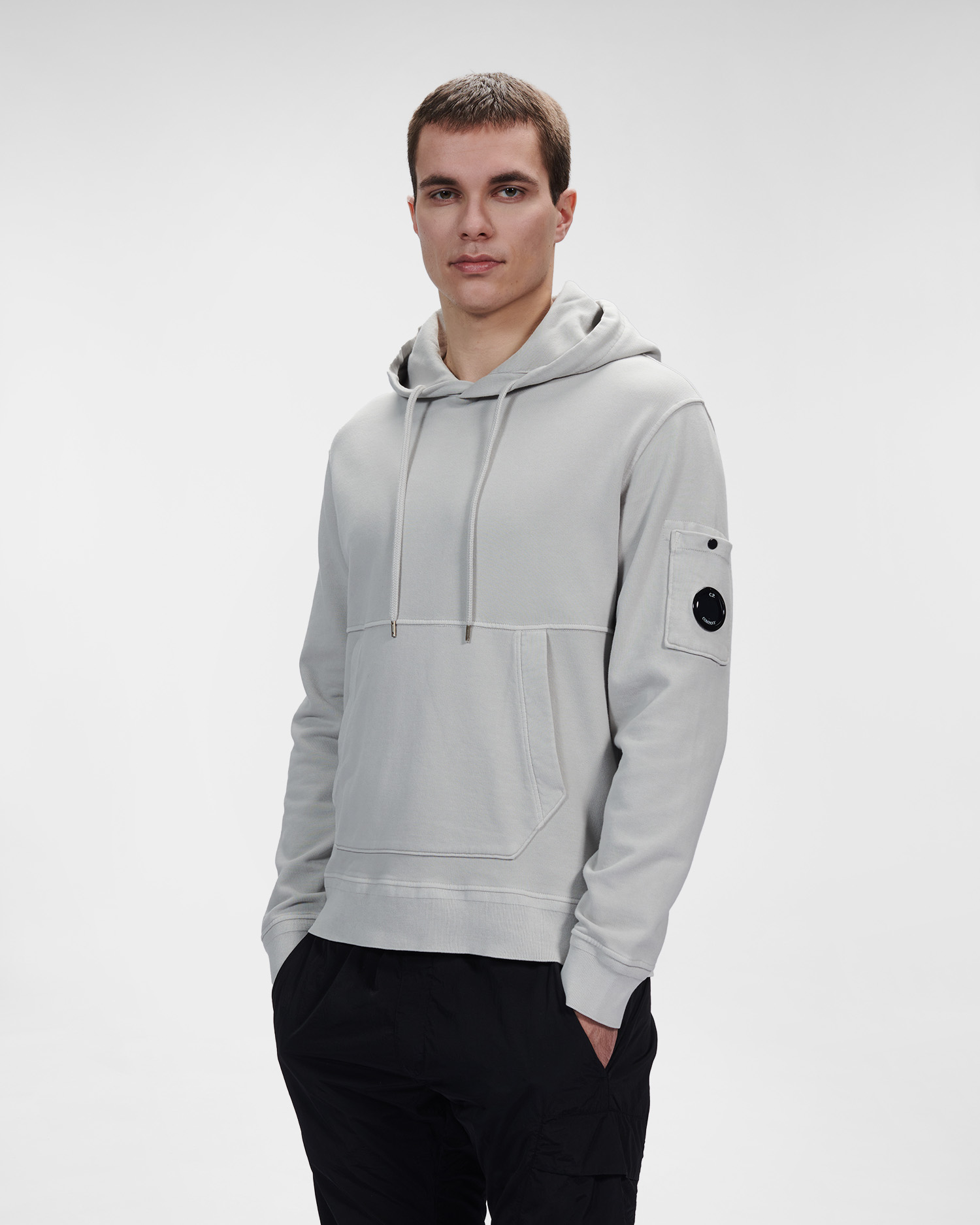 C.P. Company Cotton Fleece Hoodie Flint Grey - Imagen 3