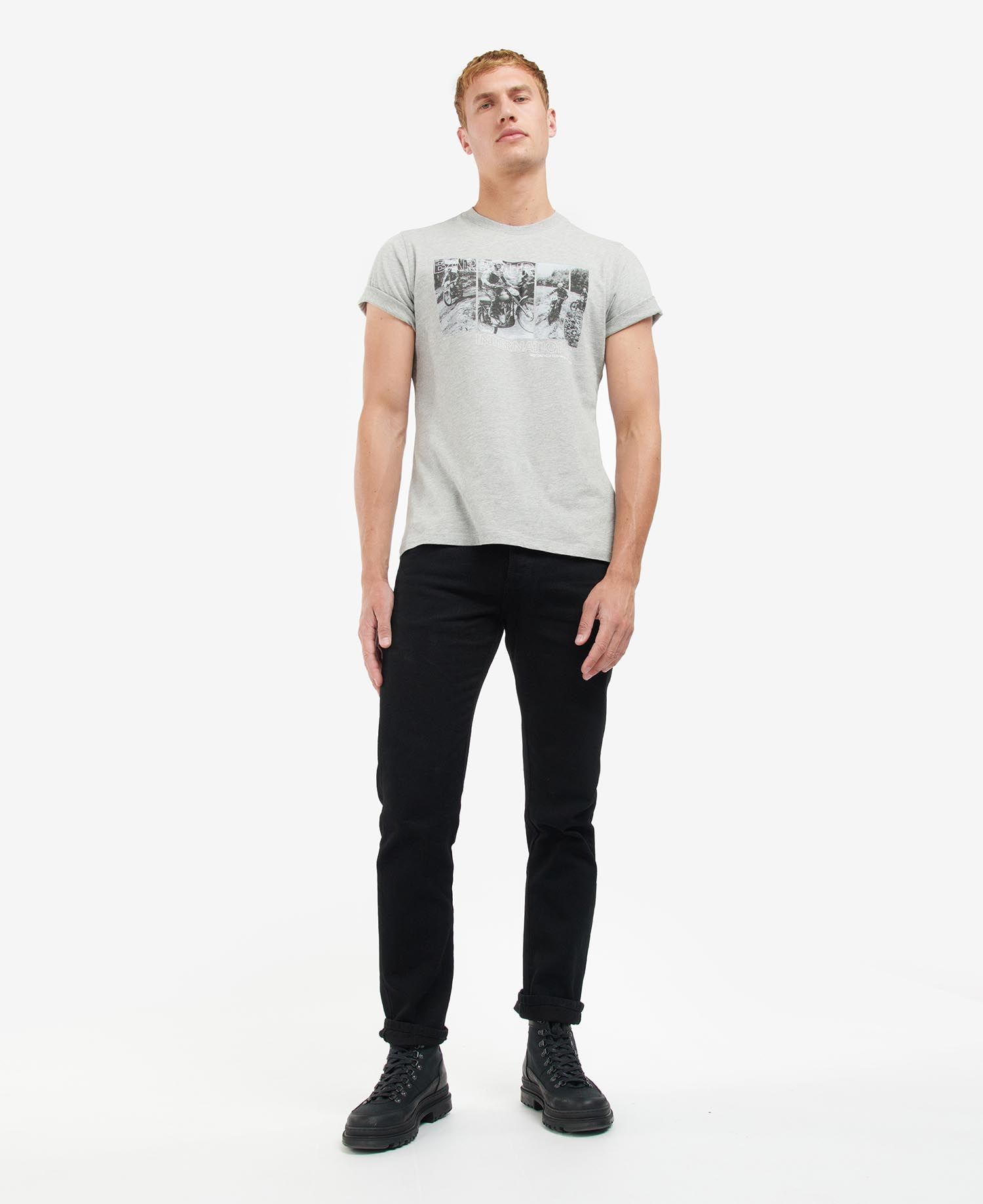 Barbour International Arter Graphic-Print T-Shirt Grey Marl - Imagen 2