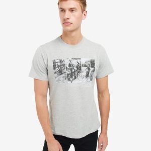 Barbour International Arter Graphic-Print T-Shirt Grey Marl - Imagen 3