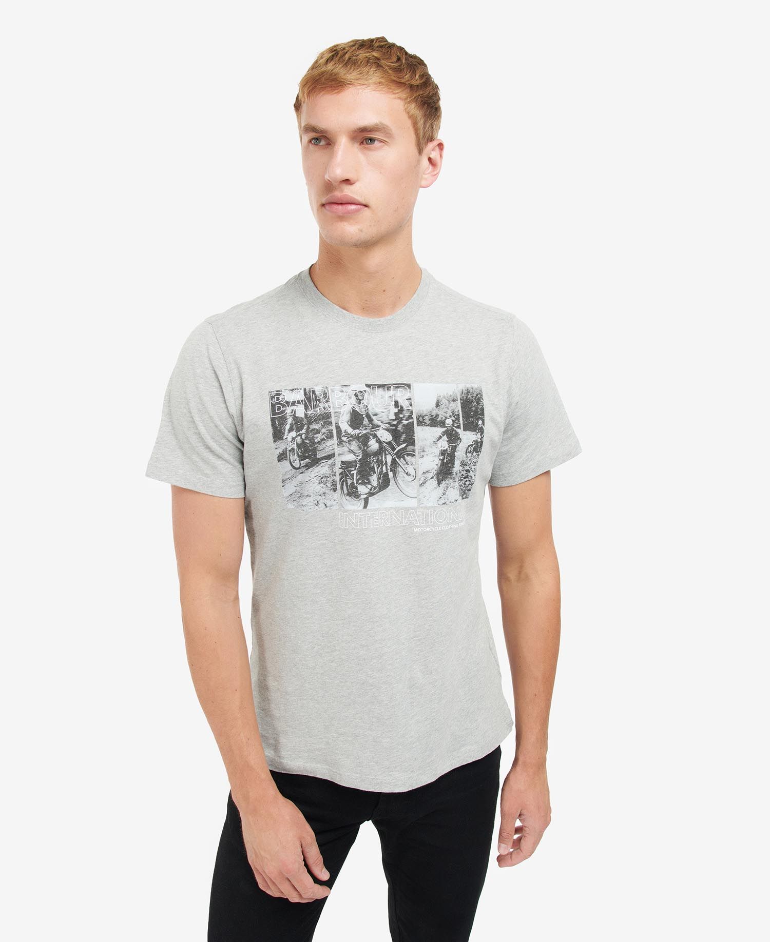 Barbour International Arter Graphic-Print T-Shirt Grey Marl - Imagen 3