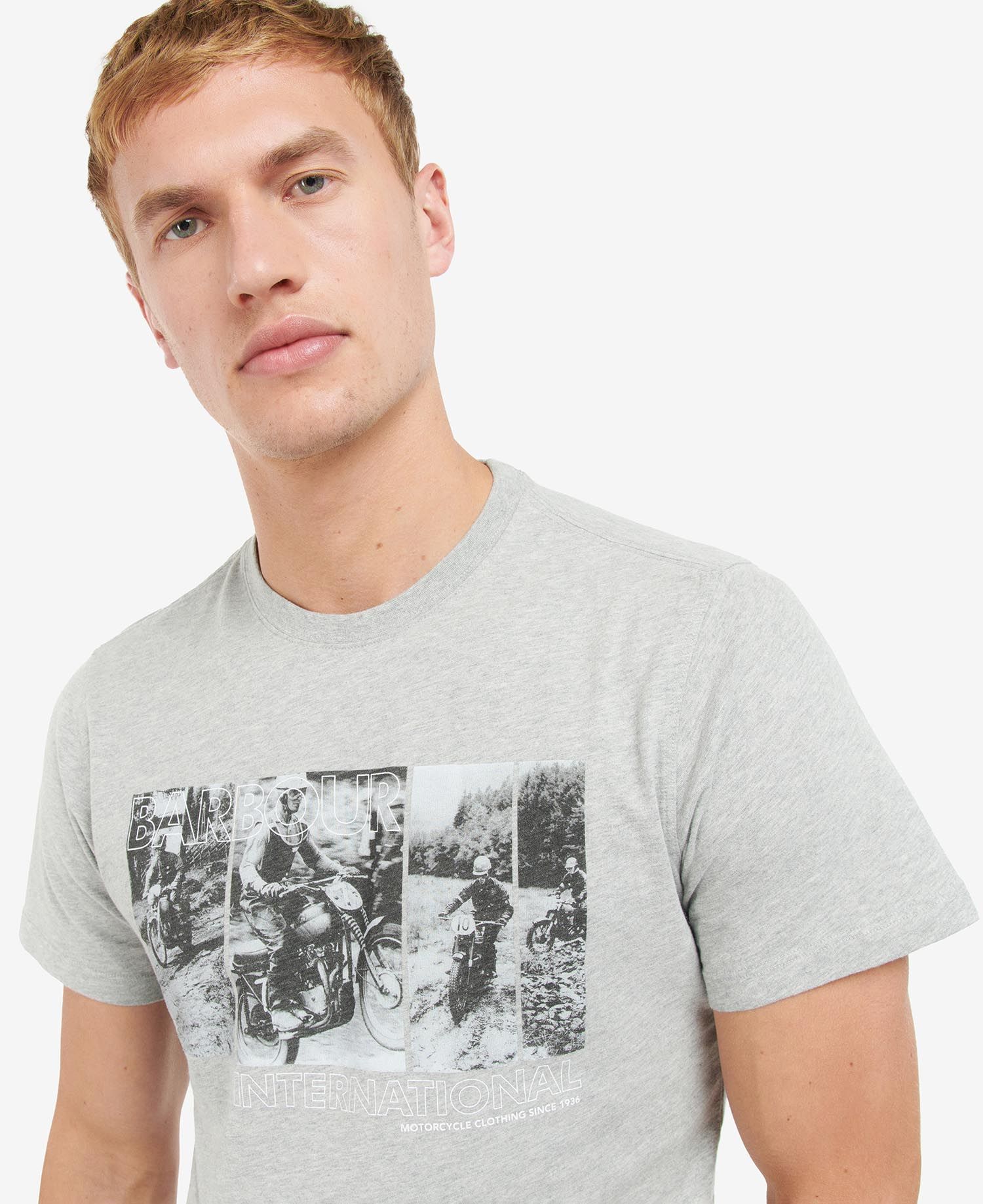 Barbour International Arter Graphic-Print T-Shirt Grey Marl - Imagen 4