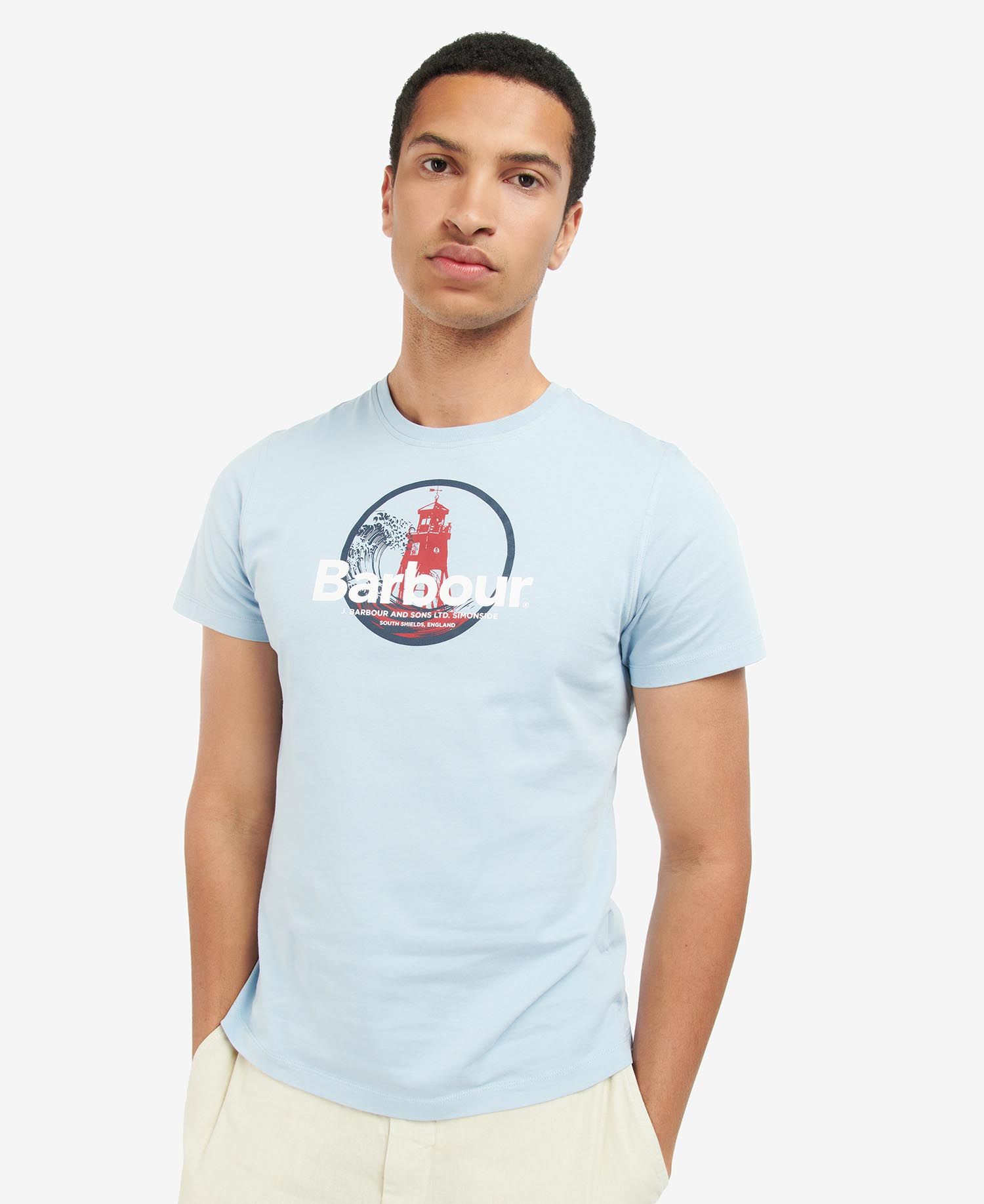 Barbour Break Graphic-Print T-Shirt Blue Fog - Imagen 3