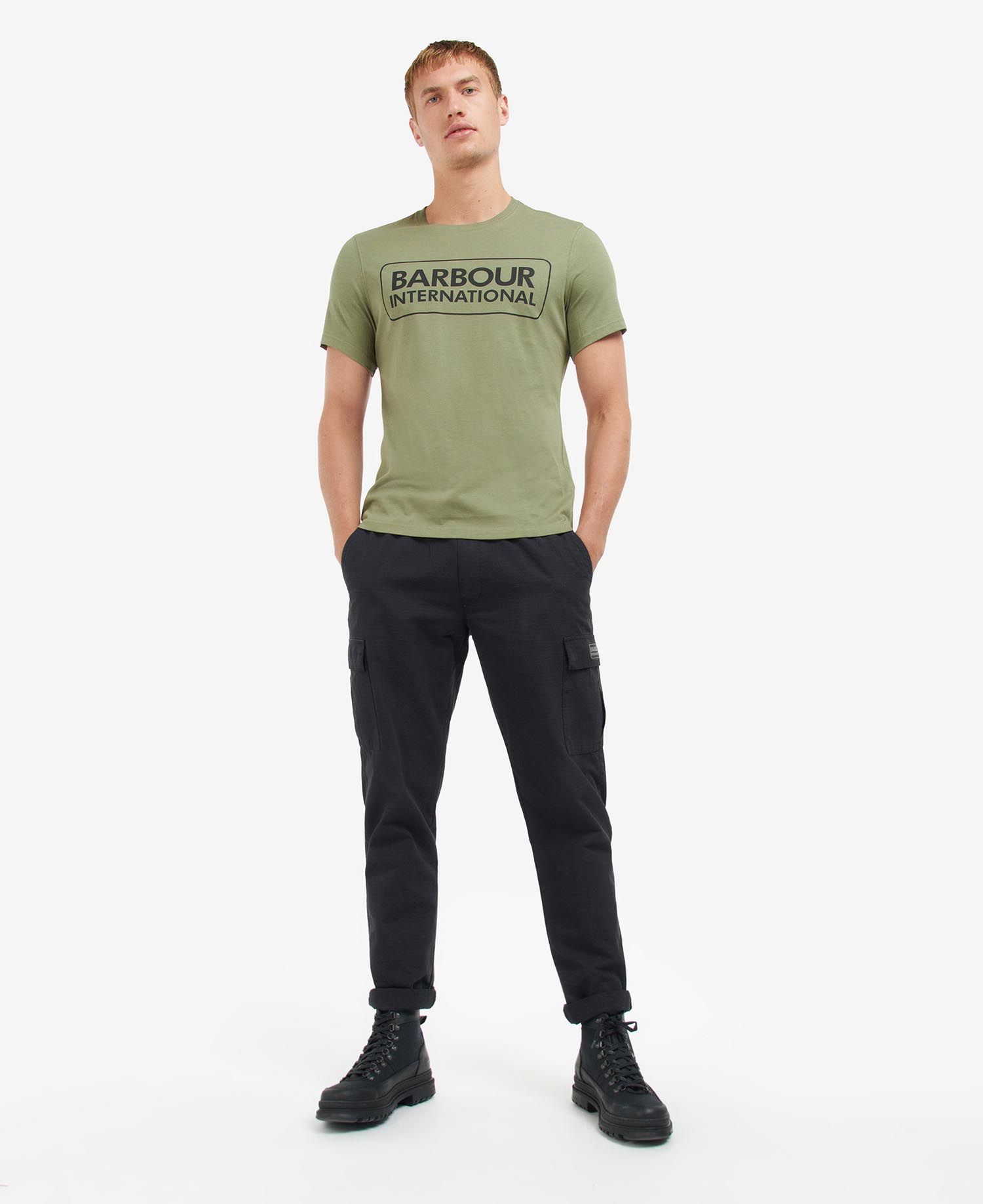 Barbour International Essential Large Logo T-Shirt Light Moss - Imagen 2