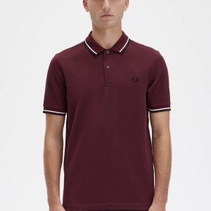 Fred Perry Slim Fit Twin Tipped Polo Oxblood / Crudo / Black - Imagen 2