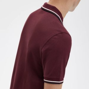 Fred Perry Slim Fit Twin Tipped Polo Oxblood / Crudo / Black - Imagen 3