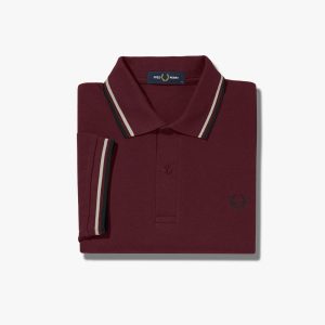 Fred Perry Slim Fit Twin Tipped Polo Oxblood / Crudo / Black - Imagen 4
