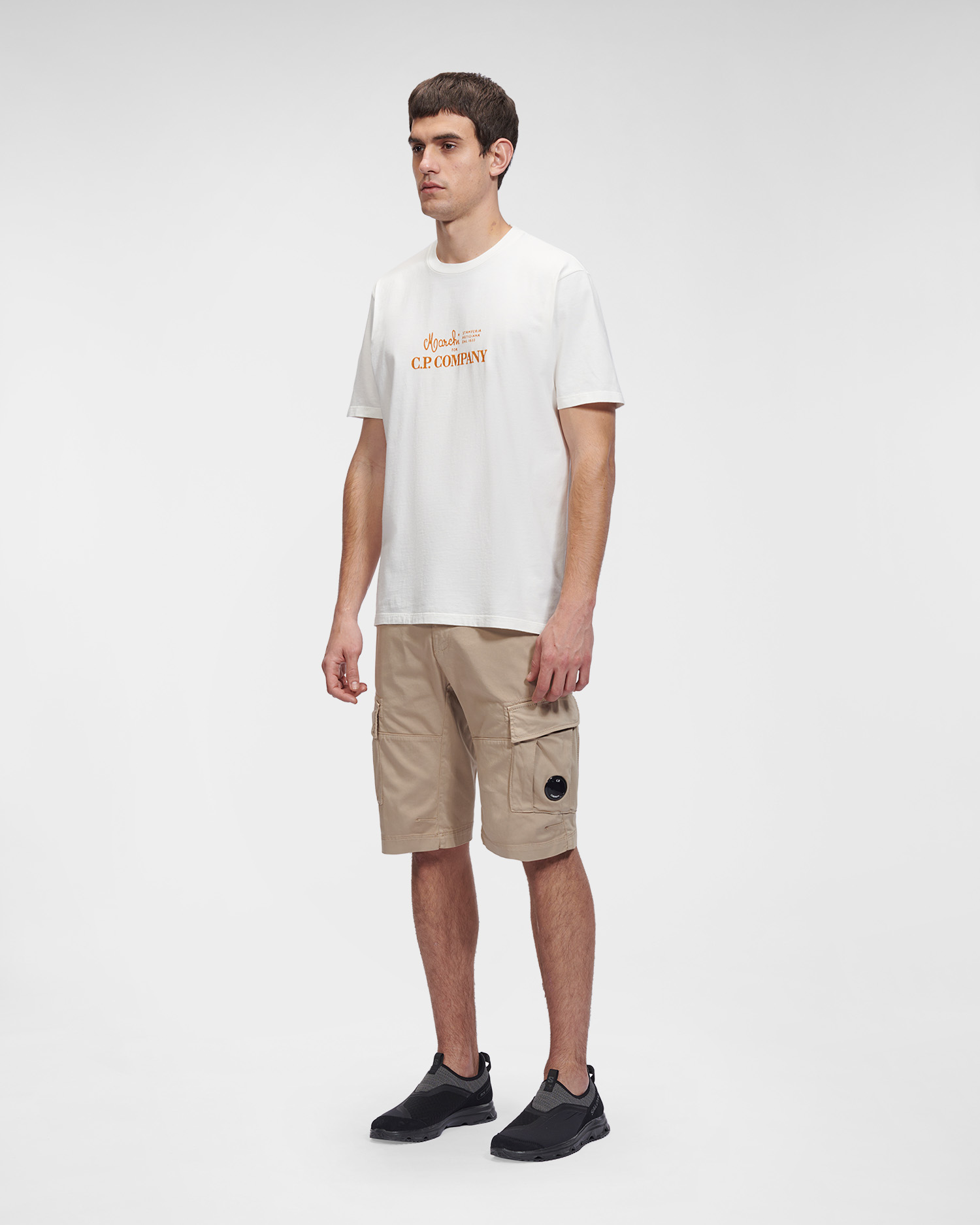C.P. Company Stretch Sateen Cargo Shorts Cobblestone Brown - Imagen 2