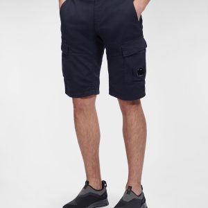 C.P. Company Stretch Sateen Cargo Shorts Total Eclipse Blue - Imagen 3
