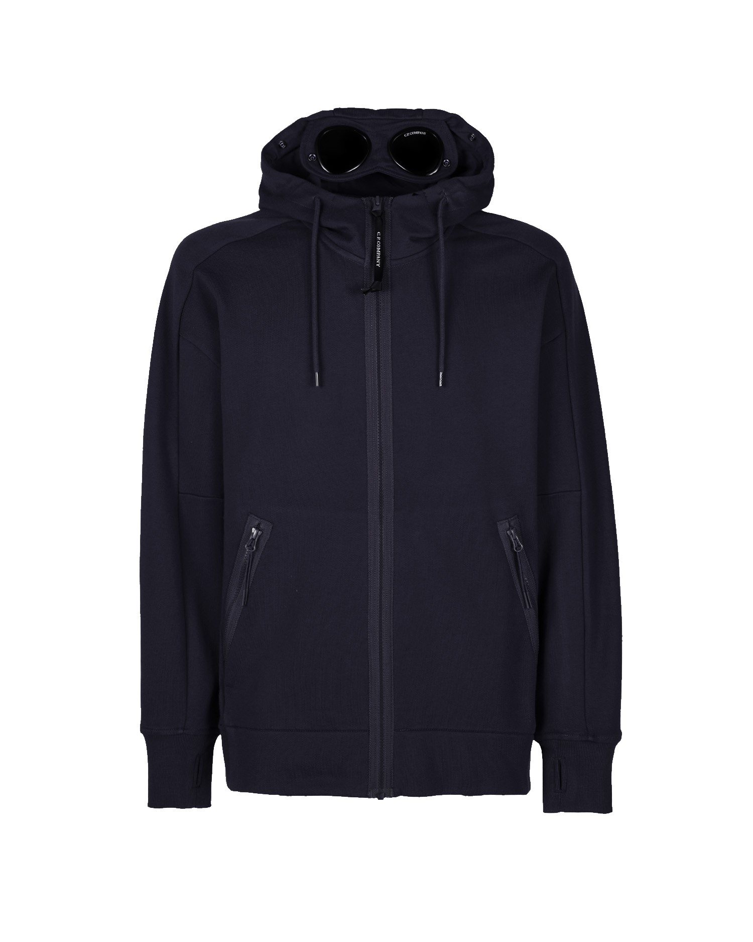 C.P. Company Diagonal Raised Fleece Goggle Hoodie Total Eclipse Blue