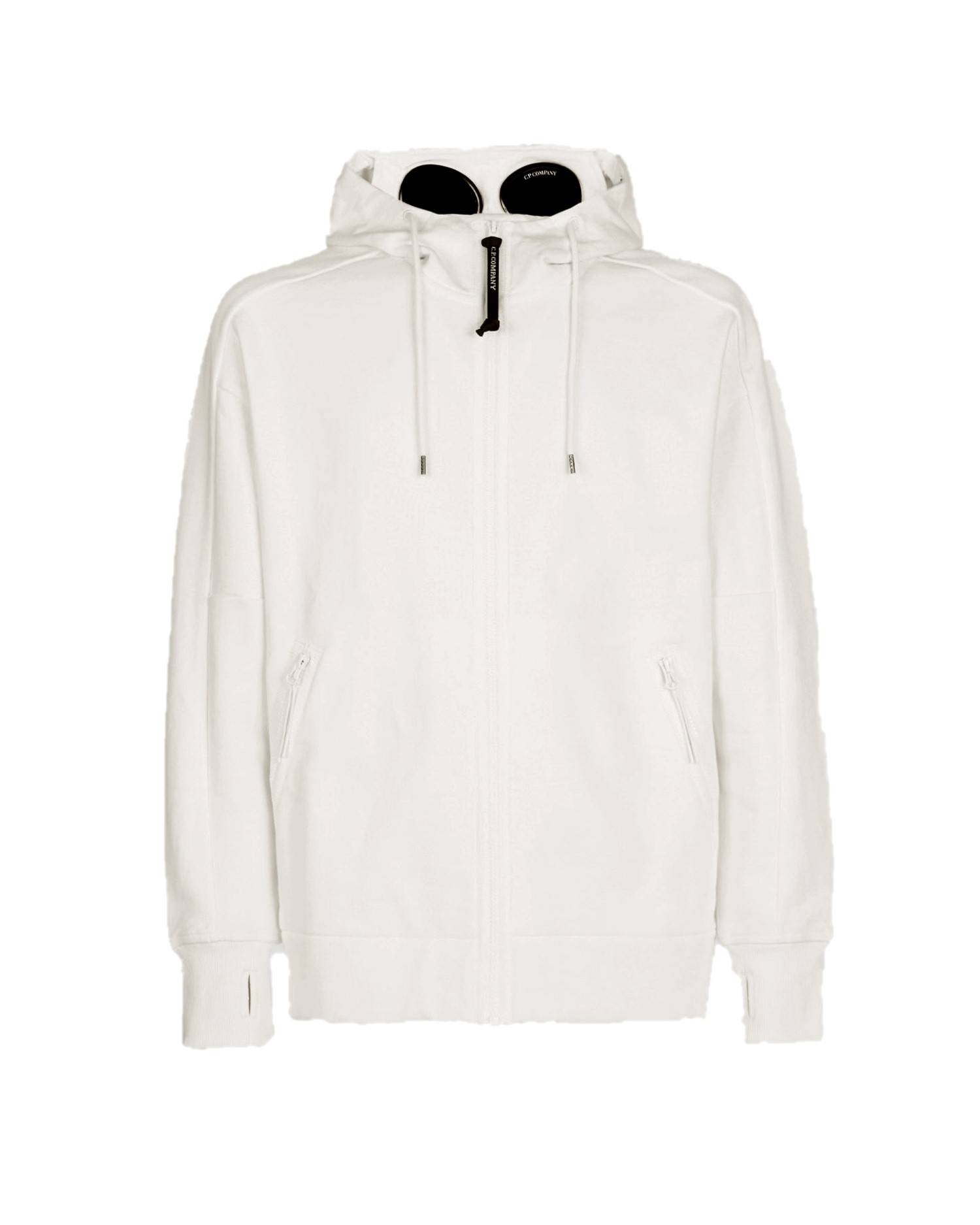 C.P. Company Diagonal Raised Fleece Goggle Hoodie Gauze White