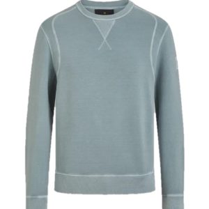 Belstaff Gibe Sweatshirt Garment Dye Lightweight Fleece Steel Green
