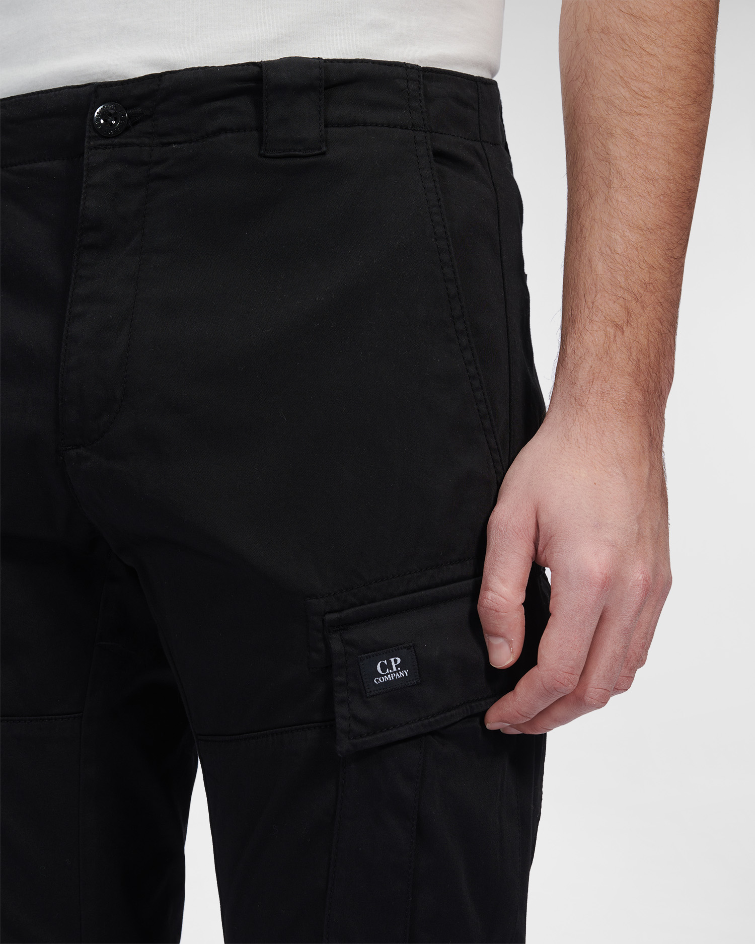 C.P. Company Stretch Sateen Cargo Pants Black - Imagen 5