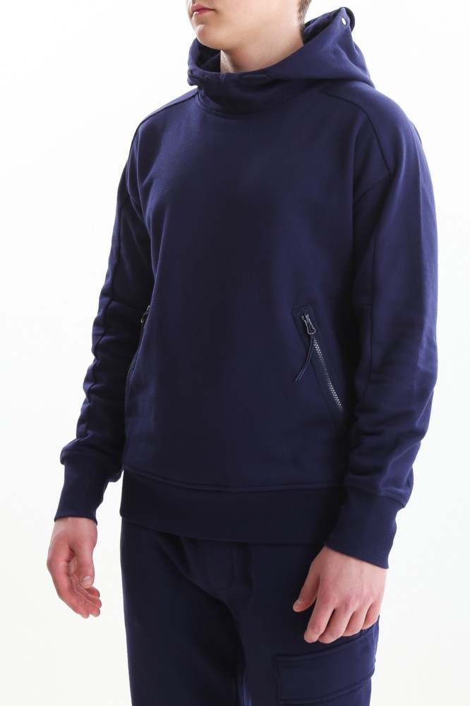 C.P. Company Diagonal Raised Fleece Goggle Hoodie Medieval Blue - Imagen 2
