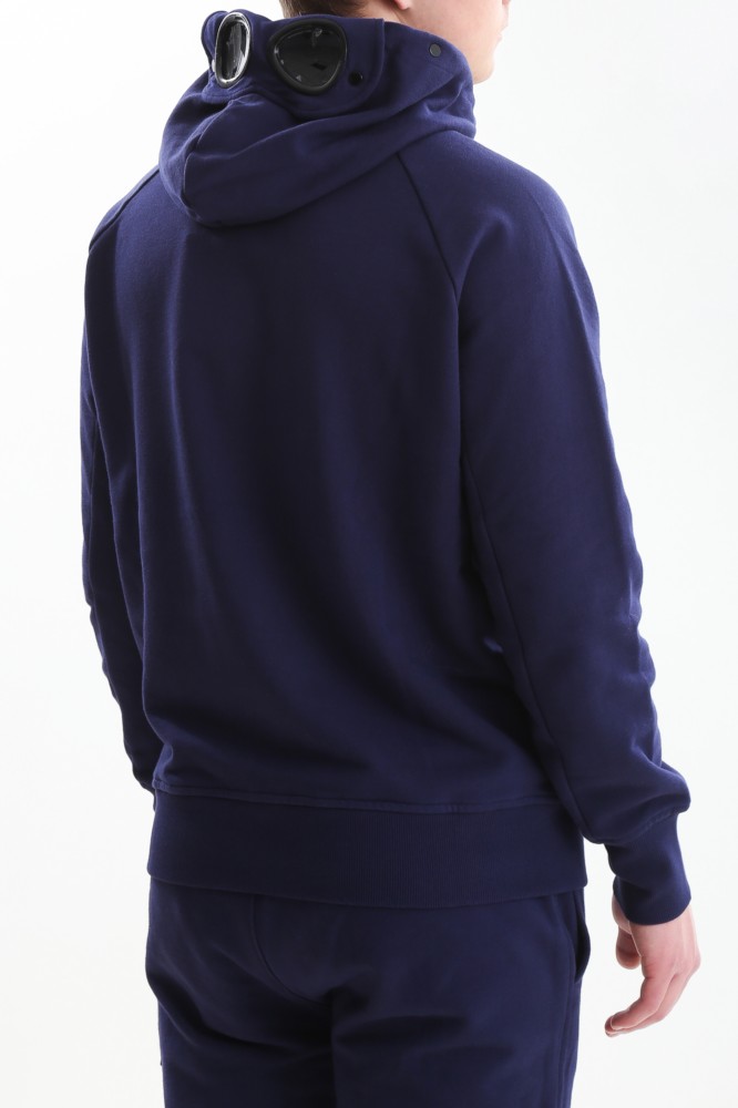 C.P. Company Diagonal Raised Fleece Goggle Hoodie Medieval Blue - Imagen 3