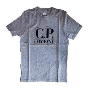 C.P. Company 30/1 Jersey Large Graphic Logo T-shirt Grey Melange