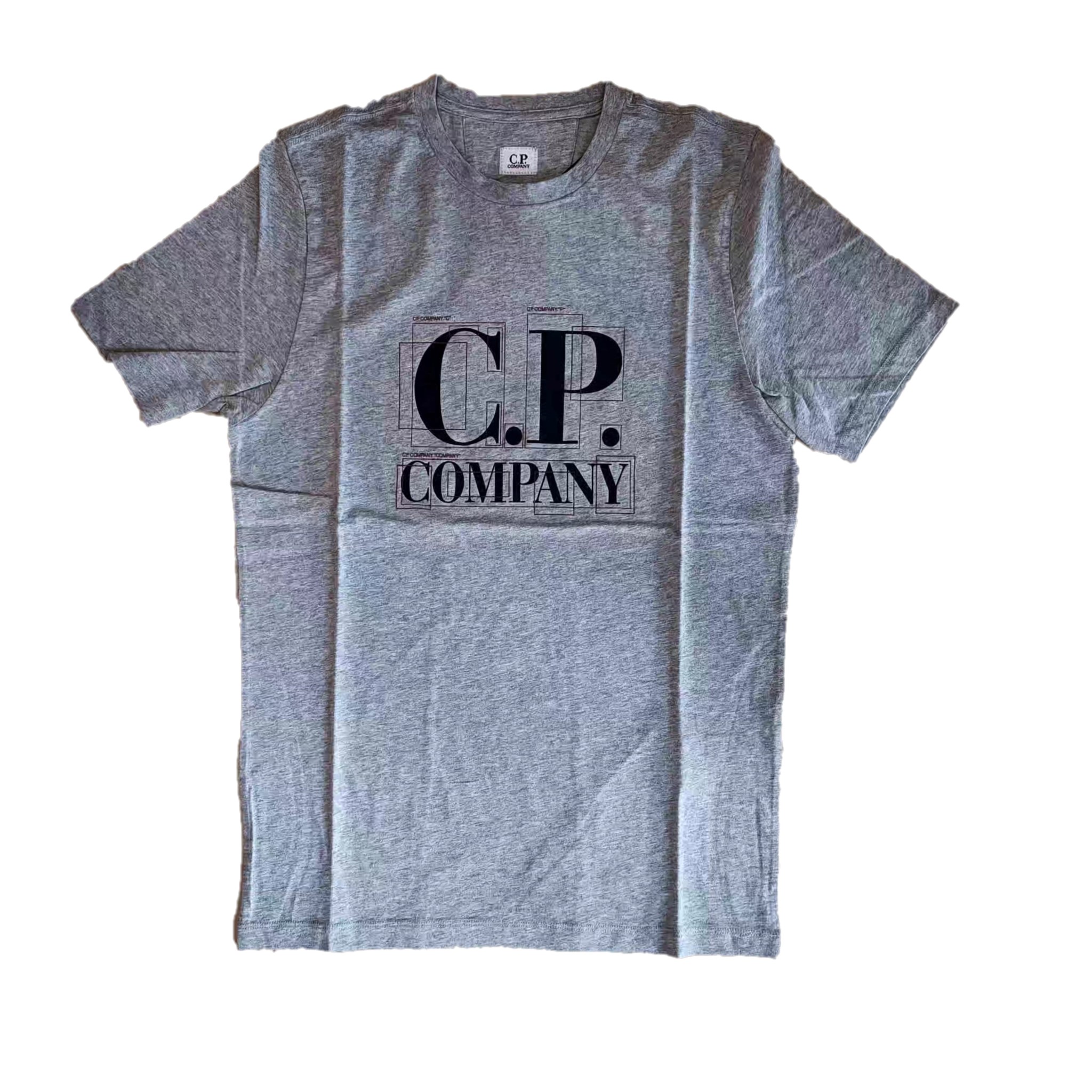 C.P. Company 30/1 Jersey Large Graphic Logo T-shirt Grey Melange