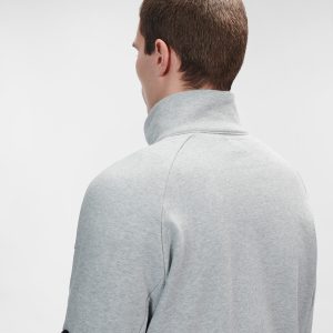 C.P. Company Diagonal Raised Fleece Stand Collar Sweatshirt Grey Melange - Imagen 6