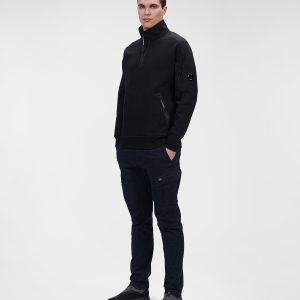 C.P. Company Diagonal Raised Fleece Stand Collar Sweatshirt Black - Imagen 3
