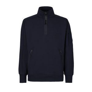C.P. Company Diagonal Raised Fleece Stand Collar Sweatshirt Total Eclipse Blue