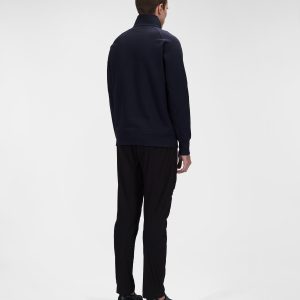 C.P. Company Diagonal Raised Fleece Stand Collar Sweatshirt Total Eclipse Blue - Imagen 3