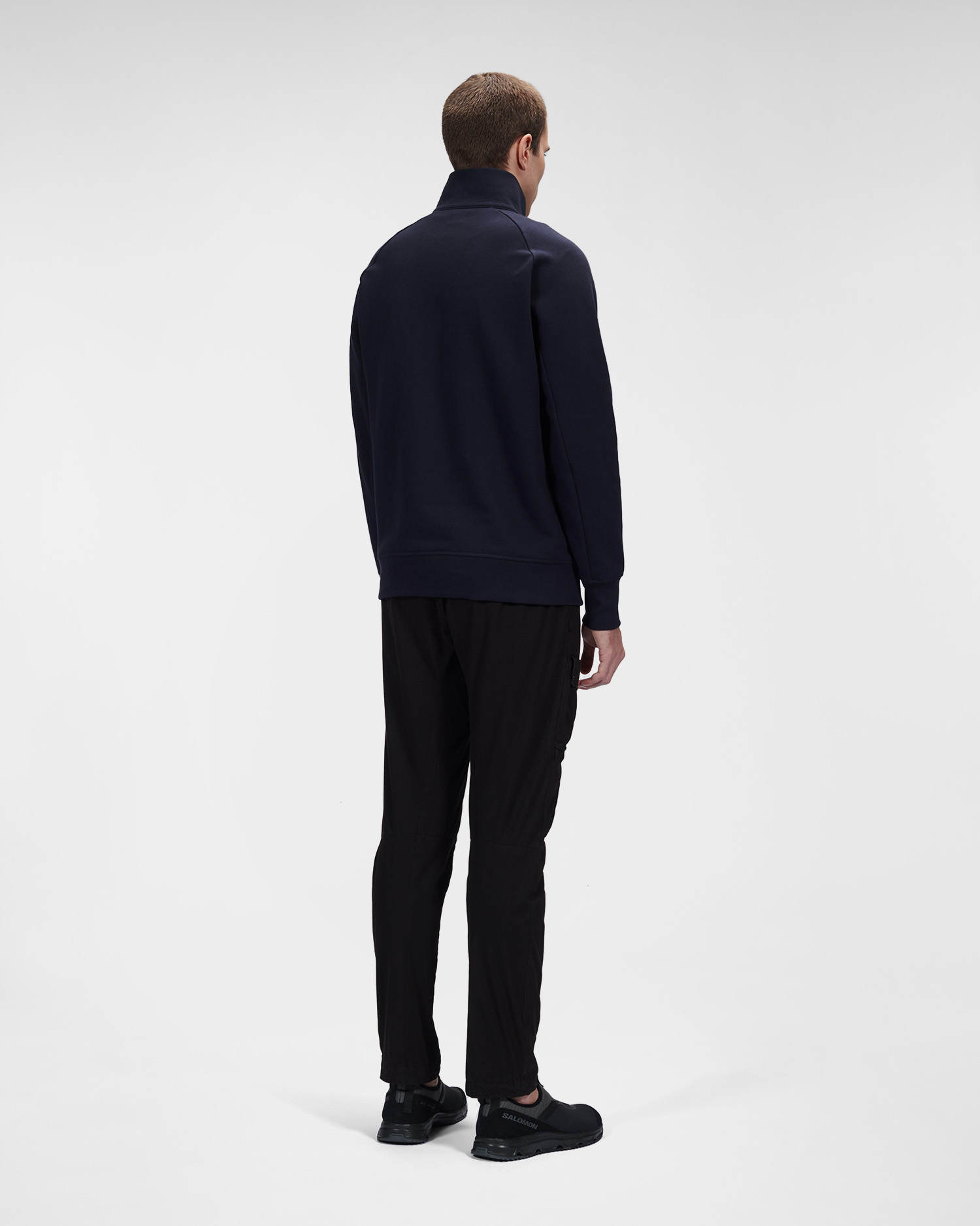 C.P. Company Diagonal Raised Fleece Stand Collar Sweatshirt Total Eclipse Blue - Imagen 3