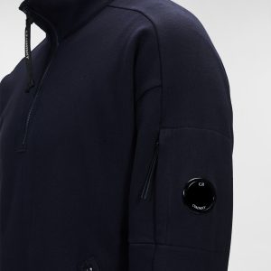 C.P. Company Diagonal Raised Fleece Stand Collar Sweatshirt Total Eclipse Blue - Imagen 5