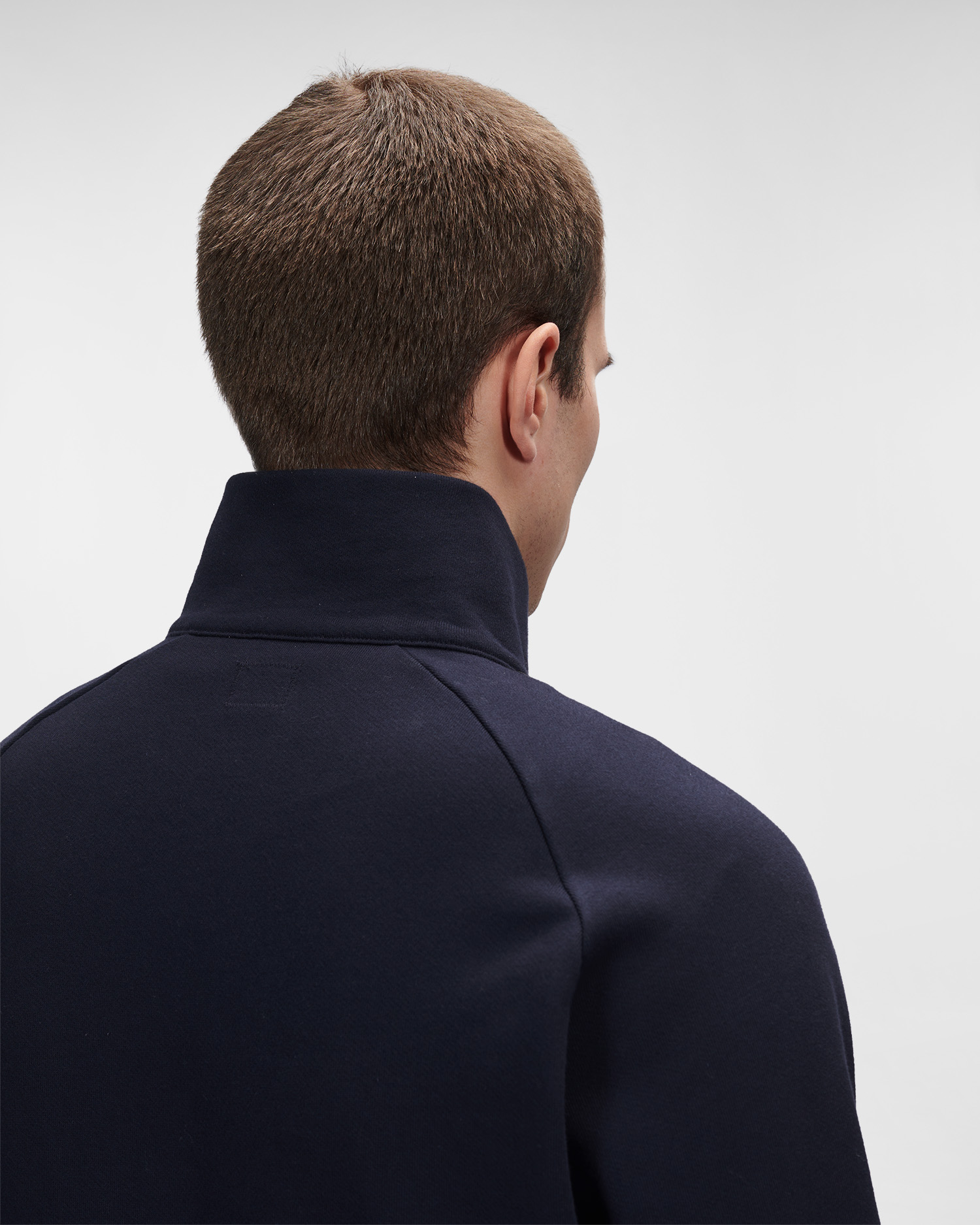 C.P. Company Diagonal Raised Fleece Stand Collar Sweatshirt Total Eclipse Blue - Imagen 6