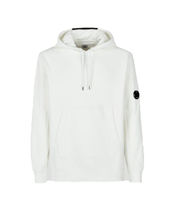 C.P. Company Diagonal Raised Fleece Pullover Hoodie Gauze White