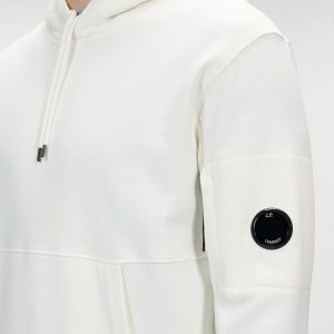 C.P. Company Diagonal Raised Fleece Pullover Hoodie Gauze White - Imagen 3