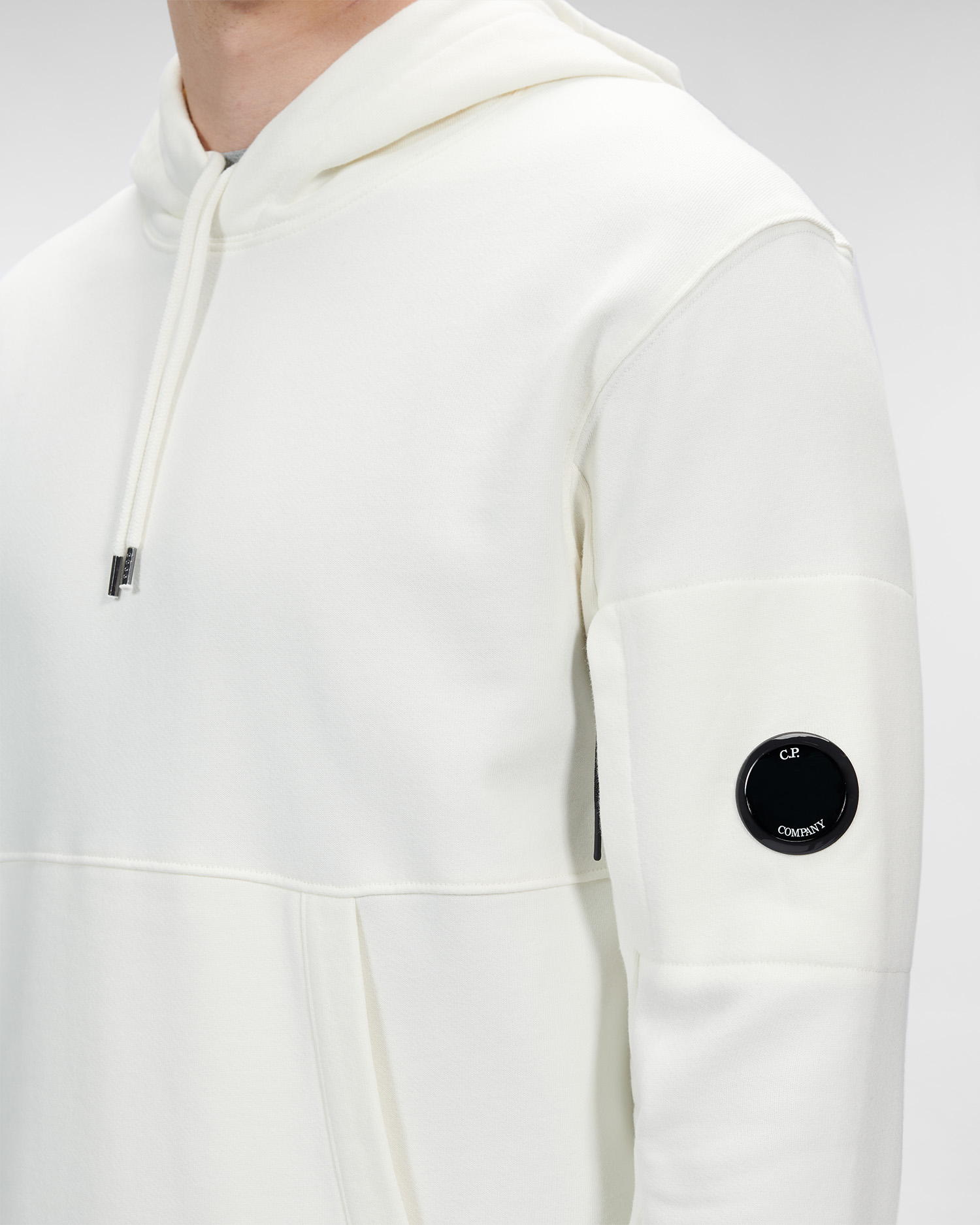 C.P. Company Diagonal Raised Fleece Pullover Hoodie Gauze White - Imagen 3