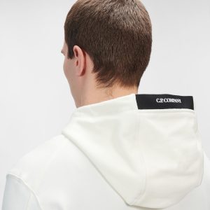 C.P. Company Diagonal Raised Fleece Pullover Hoodie Gauze White - Imagen 4