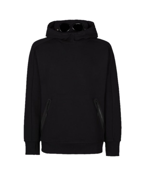 C.P. Company Diagonal Raised Fleece Goggle Hoodie Black
