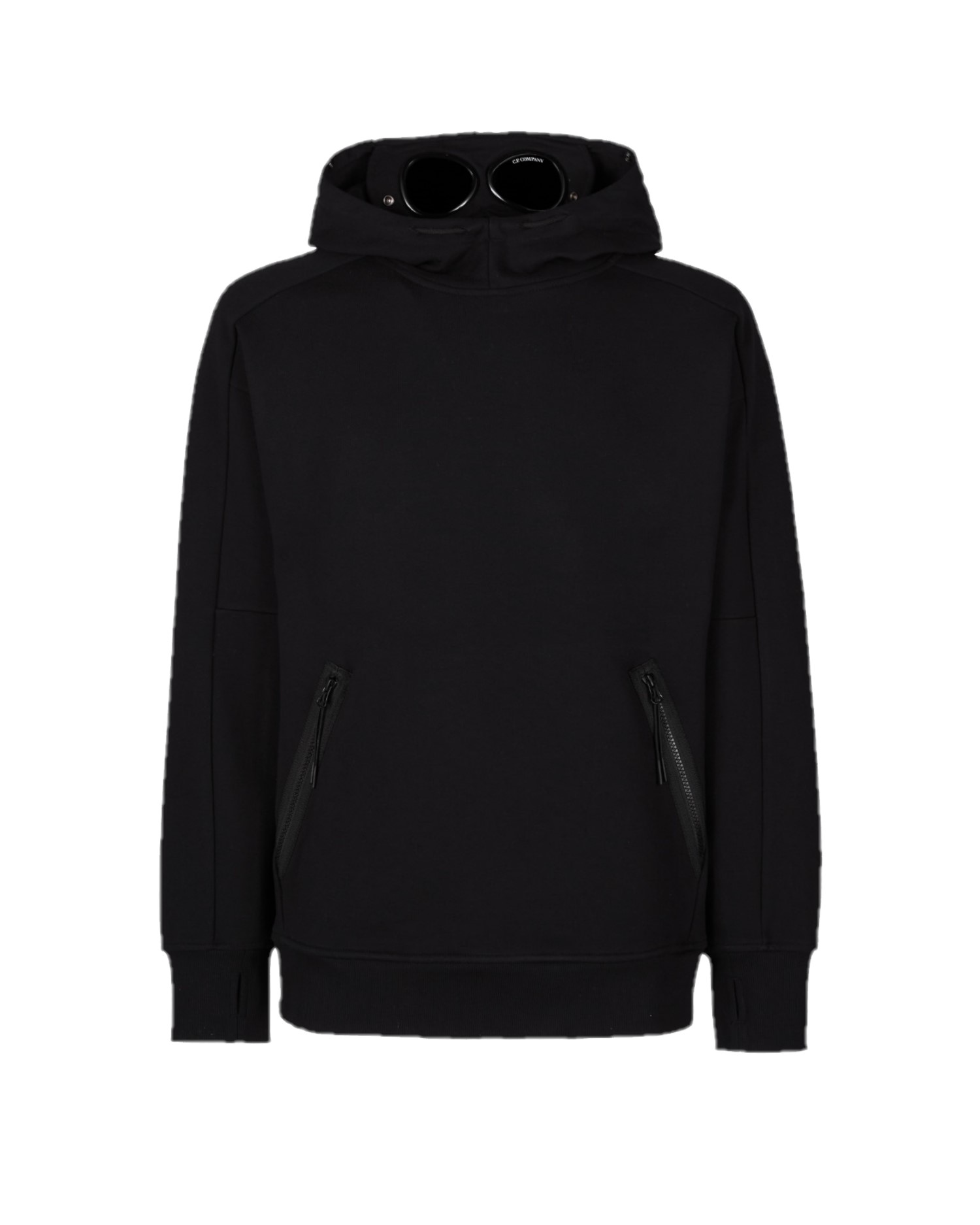 C.P. Company Diagonal Raised Fleece Goggle Hoodie Black