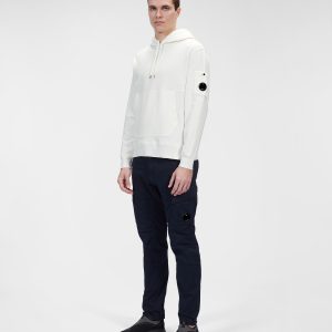C.P. Company Cotton Fleece Hoodie Gauze White - Imagen 2