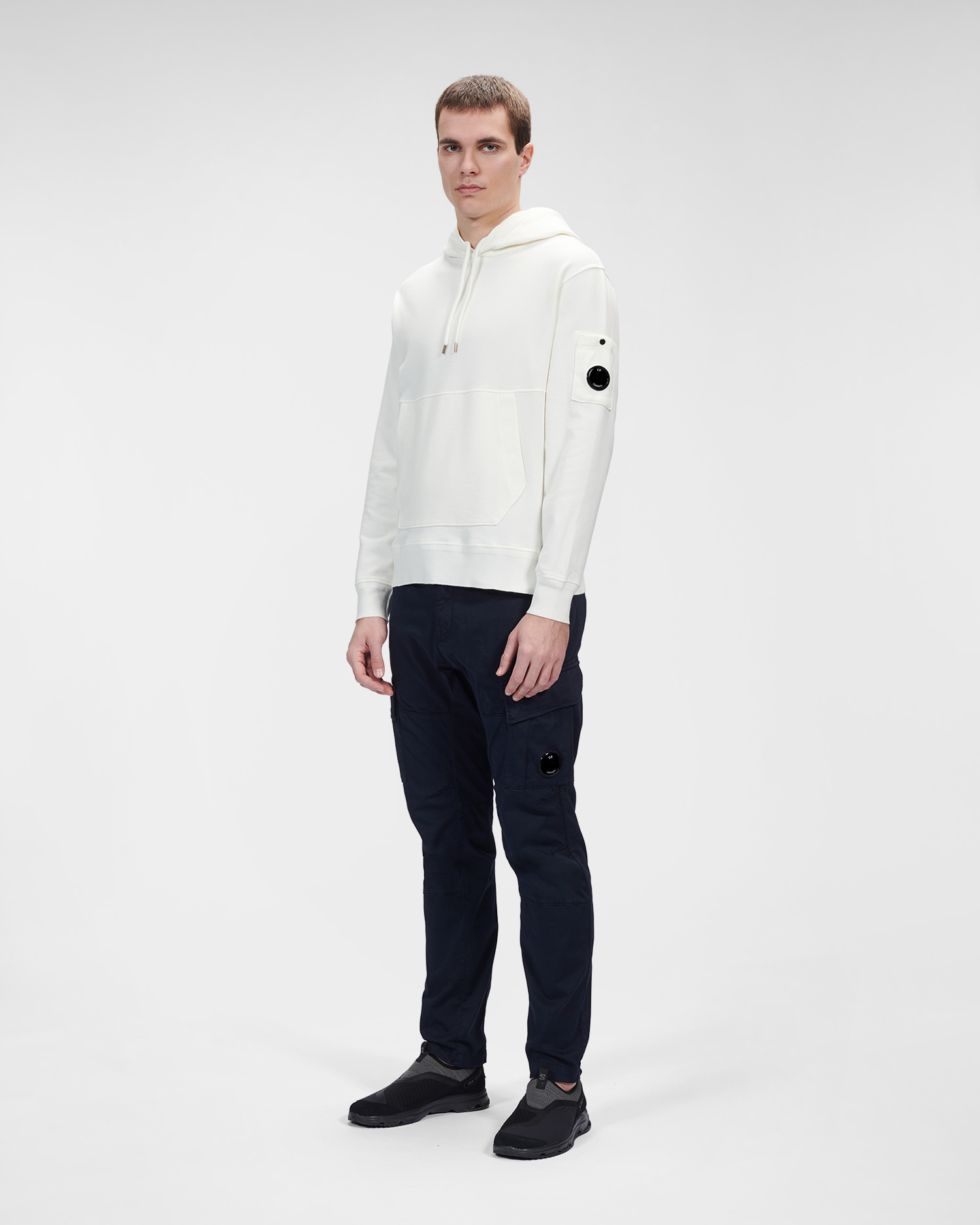 C.P. Company Cotton Fleece Hoodie Gauze White - Imagen 2