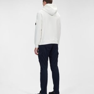 C.P. Company Cotton Fleece Hoodie Gauze White - Imagen 3