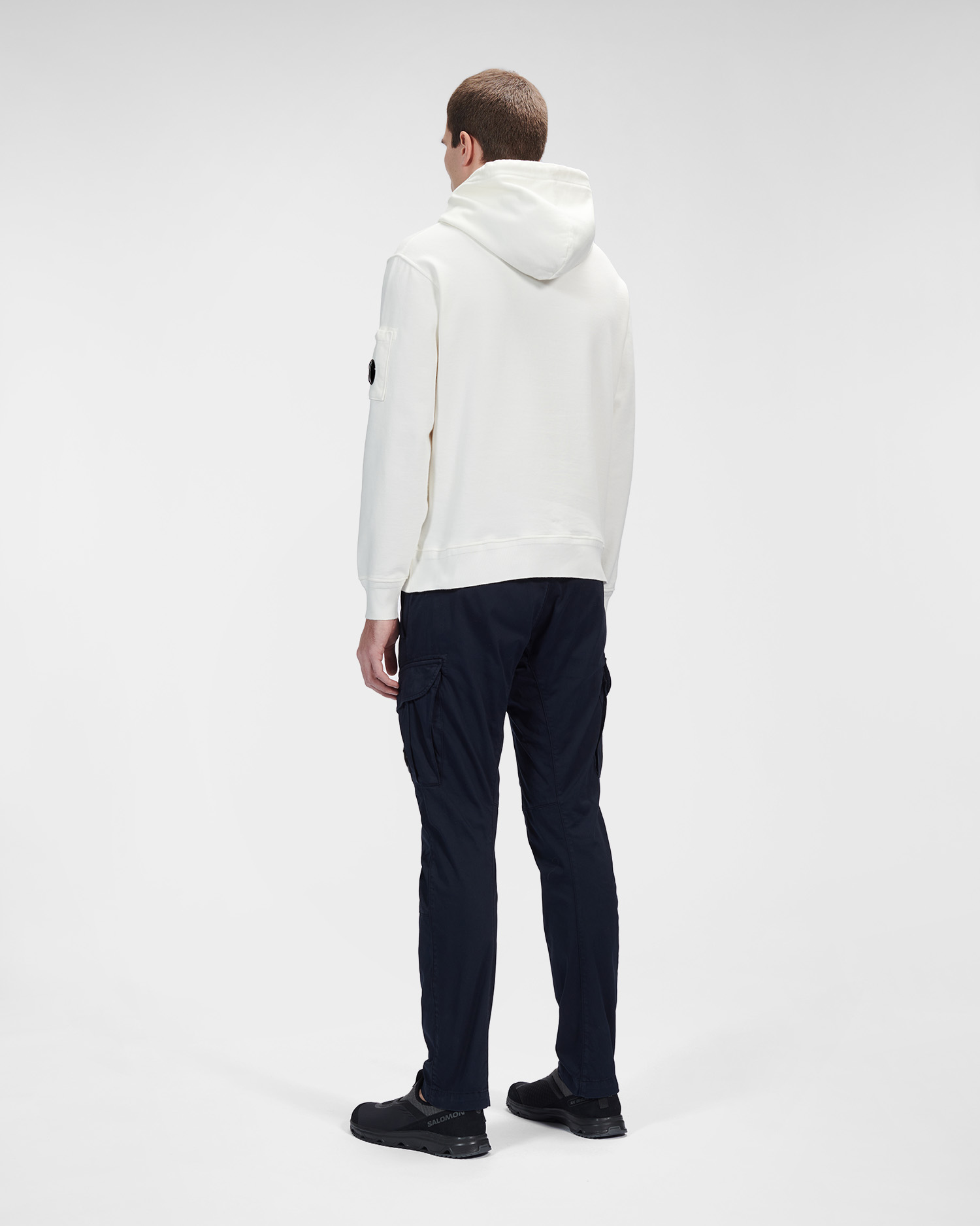C.P. Company Cotton Fleece Hoodie Gauze White - Imagen 3
