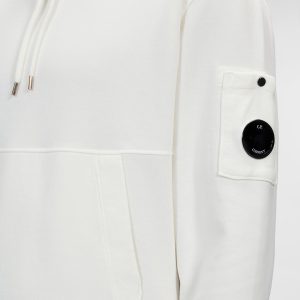 C.P. Company Cotton Fleece Hoodie Gauze White - Imagen 5