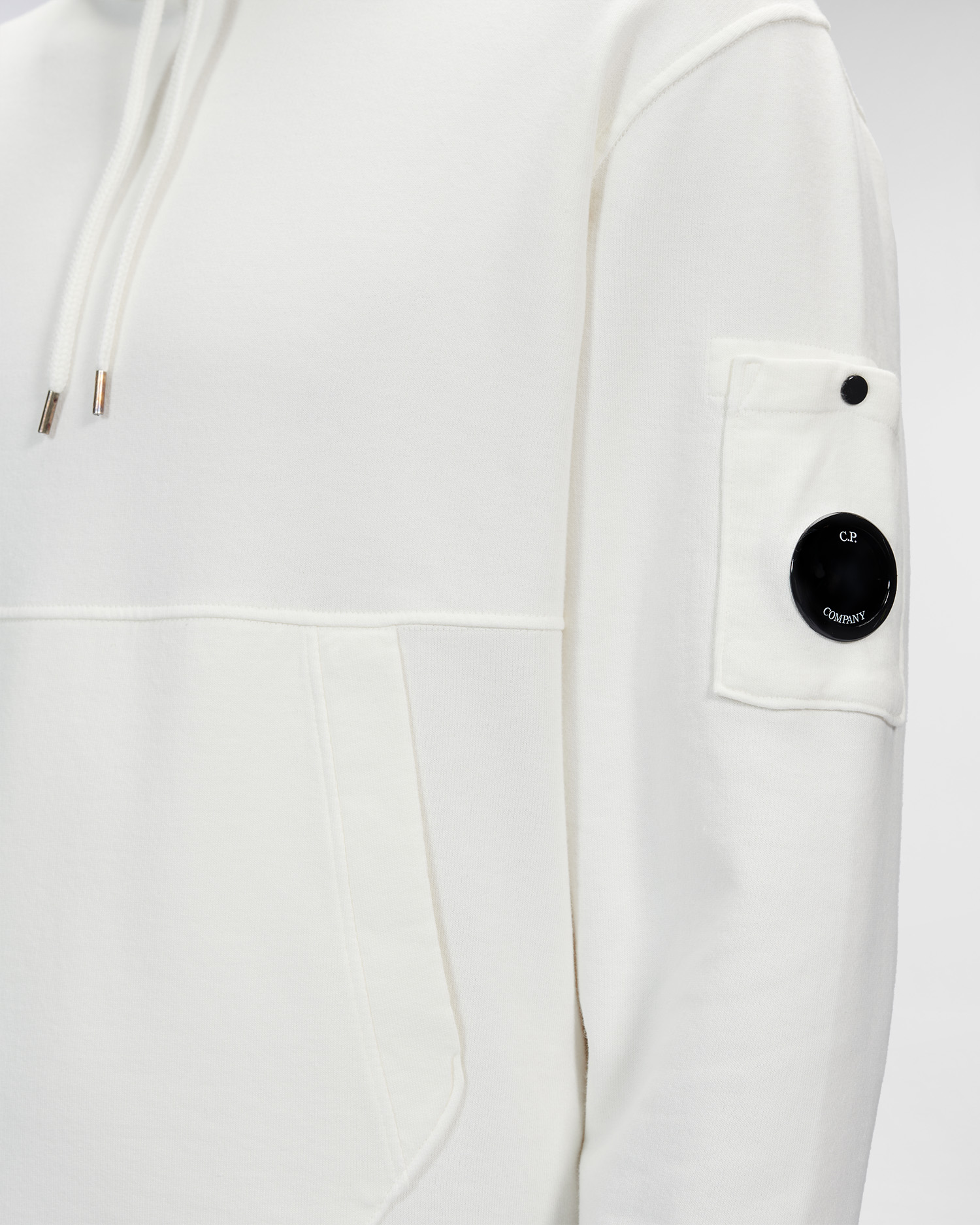 C.P. Company Cotton Fleece Hoodie Gauze White - Imagen 5