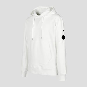 C.P. Company Cotton Fleece Hoodie Gauze White - Imagen 6