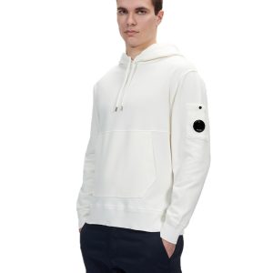 C.P. Company Cotton Fleece Hoodie Gauze White - Imagen 8