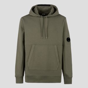 C.P. Company Diagonal Raised Fleece Pullover Hoodie Thyme Green