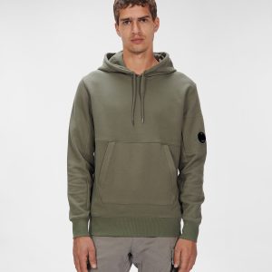 C.P. Company Diagonal Raised Fleece Pullover Hoodie Thyme Green - Imagen 2