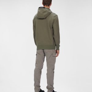 C.P. Company Diagonal Raised Fleece Pullover Hoodie Thyme Green - Imagen 4